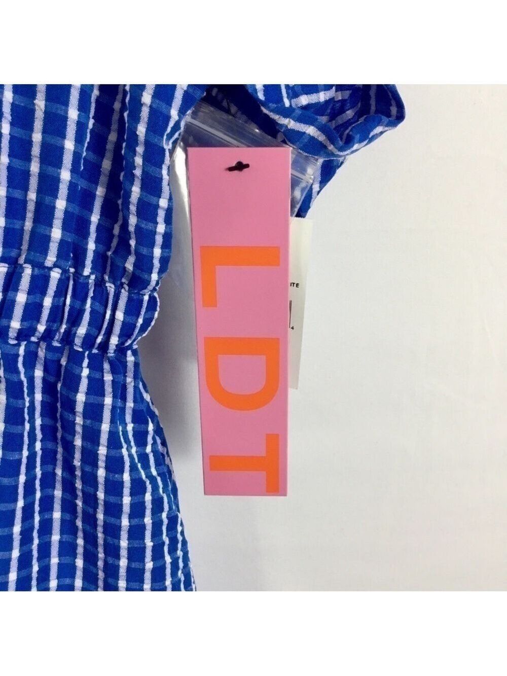 LDT Chris Button Down Collar Short Sleeve Seersucker Blouson Shirt Dress - Picture 11 of 12